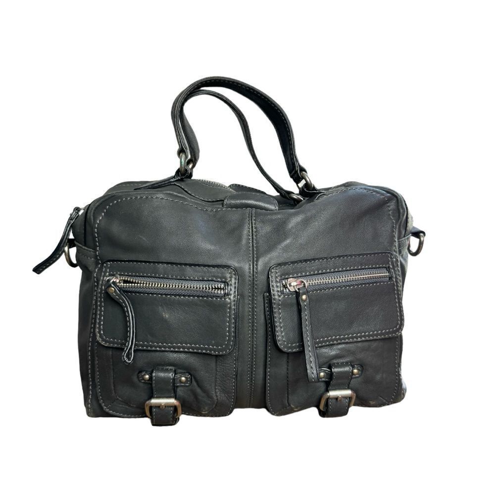 Banana Republic Charcoal Lambskin Leather Slouchy Satchel Hobo Quiet Luxury